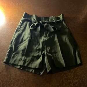 A New Day Green Paper-bag High Waist Shorts
